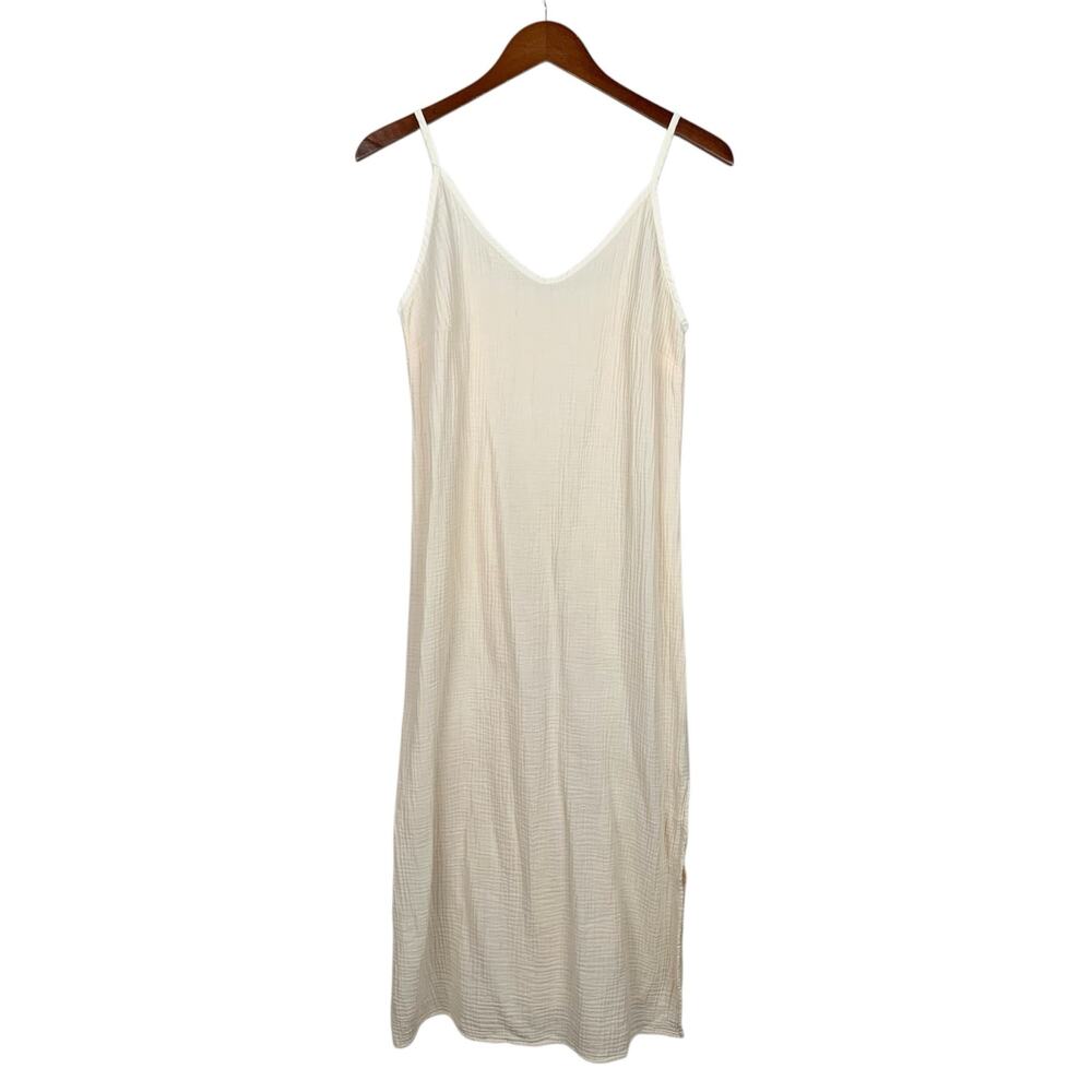 Self Contrast Camila Slip Dress Cream Gauze Midi Sleeveless Women's S